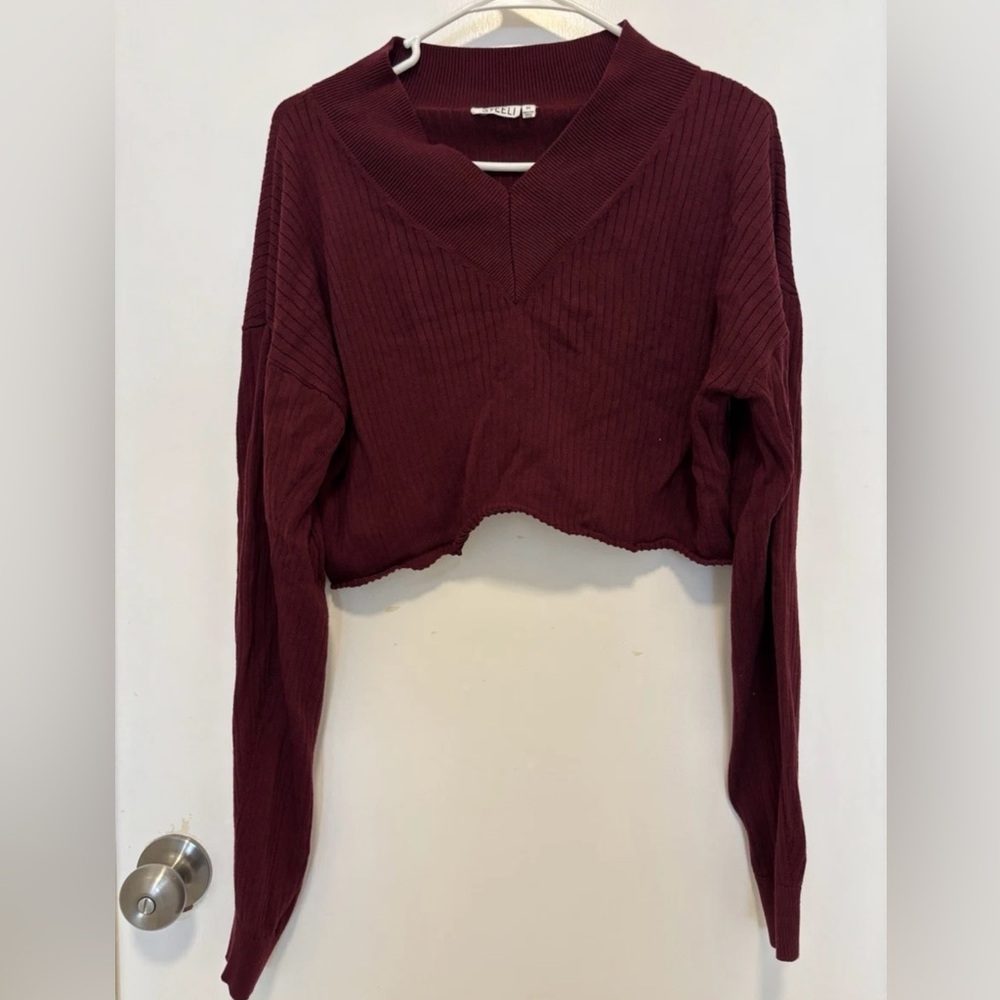 Medium Steeli burgundy cropped sweater top